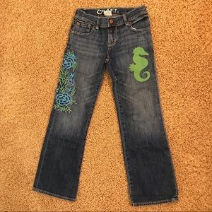 Craft cropped embroidered jeans